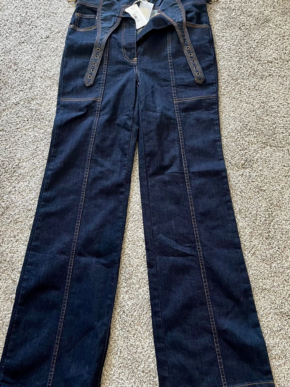 Ulla Johnson Dark Indigo Wide-Leg Jeans with Belt Detail